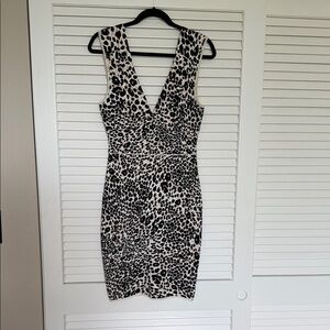 BCBGMaxAzria Black and Cream Backless Dress
